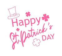 Happy st Patrick Day Lettering with Leprechaun hat and Shamrock with Four Leaves Wall Decals Paster Paper 67.2x72.5cm Do not Damage The Wall Surface Pink