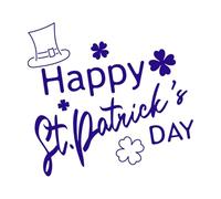 Happy st Patrick Day Lettering with Leprechaun hat and Shamrock with Four Leaves Wall Decals Paster Paper 54.6x58.9cm Self Adhesive DarkBlue