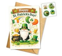 Happy St Patrick’s Day Funny and Cheerful St Patrick’s Day Card Leprechaun Balloon Irish Flag Design for Friend or Loved One Heartfelt Message Irish Holiday Gift Single 5.3'' x 8'' Folded with