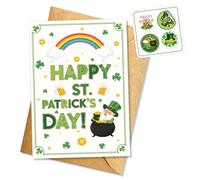 Happy St Patrick’s Day Funny and Cheerful St Patrick’s Day Card Leprechaun Pot of Gold Rainbow Design for Friend or Loved One Heartfelt Message Irish Holiday Gift Single 5.3'' x 8'' Folded with