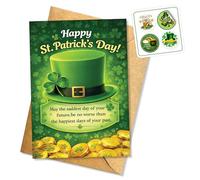 Happy St Patrick’s Day Funny and Sweet St Patrick’s Day Card Irish Blessing Leprechaun Hat Clover Design for Friend or Loved One Heartfelt Message Irish Holiday Gift Single 5.3'' x 8'' Folded with