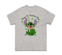 Happy St. Patrick’s Day Stitch T-Shirt, Boys Girls Funny Stitch Cartoon Irish Shamrock St. Paddy’s Day Costume Gift Unisex Kids Adults Tee Top (Heather Grey, M)