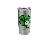 Happy St Patrick's Day 4 Leaf Clover with 4 Different Prints Stainless Steel Insulated Tumbler