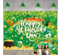 Happy St.Patrick's Day Backdrop Banner Spring Green Lucky Shamrock Lrish Rainbow Photography Background St. Patrick's Day Party Decorations Baby Shower Photo Booth (7x5FT)