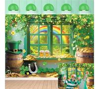 Happy St Patricks Day Backdrop Irish Shamrock Rainbow Gold Coins Photography Background for Saint Patricks Day Birthday Baby Shower Party Decorations (7x5FT（210x150cm）)