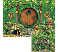 Happy St. Patrick's Day Backdrop Wooden House Saint Patricks Day Background Lucky Irish Shamrock St Patricks Day Party Banner Booth Props (7x5FT(82x59 inch))