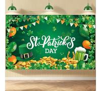 Happy St Patricks Day Banner Decorations, St. Patrick's Day Backdrop Banner, 71x44 Inch St Patricks Shamrock Background for Irish Luck Day Wall Photography Prop Booth Party Decor (ShamrocksC)