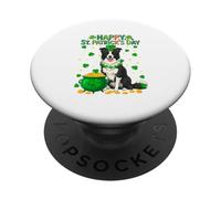 Happy St. Patrick's Day Border Collie Shamocks Owner Irish PopSockets Adhesive PopGrip