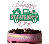 Happy St. Patrick's Day Cake Topper, Let the Shenanigans Begin, Clover Shamrock Decorations for St. Patrick's Day, Saint Patty's Birthday Party Decorations Pink & Green Glitter