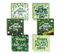 Happy St Patricks Day Card Set of 6-14.5x14.5cm With Envelopes, St Patrick's Day Cards For Friends Family Kids, St Paddys Day Cards, Irish Greetings Cards Assortment