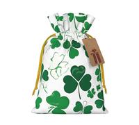 Happy St Patrick'S Day Christmas Drawstring Gift Bag Santa Sack With Cards