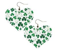 Happy St Patrick'S Day Elegant Leather Heart-Shaped Earrings-Fashionable And Unique Accessories For Everyday Wear