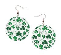 Happy St Patrick'S Day Elegant Leather Round Earrings-Fashionable And Unique Accessories For Everyday Wear