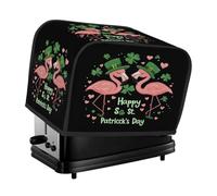 Happy St. Patricks Day Flamingos On Black Toaster Cover 4 Slice Dust Cover for Bread Machine,Small Kitchen Appliance