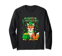 Happy St. Patrick's Day Fox Shamrocks Coins Lover Kids Long Sleeve T-Shirt