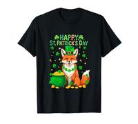 Happy St. Patrick's Day Fox Shamrocks Coins Lover Kids T-Shirt