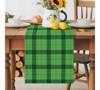Happy St. Patrick's Day Green Lattice Table Runner 70 Inches Long,Table Runners Kitchen Dining Tables Decoration, Irish Buffalo Checker Tartan Tables Runner for Home Party Wedding Dresser Scarf