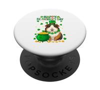 Happy St. Patrick's Day Guinea Pig Shamrocks Coins Lover PopSockets Adhesive PopGrip