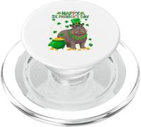 Happy St. Patrick's Day Hippo Shamrocks Coins Lover Kids PopSockets PopGrip for MagSafe