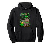 Happy St. Patrick's Day Hippo Shamrocks Coins Lover Kids Pullover Hoodie