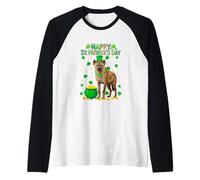 Happy St. Patrick's Day Hyena Shamrocks Coins Lover Kids Raglan Baseball Tee