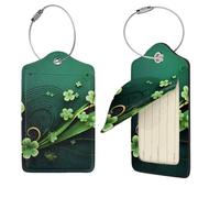 Happy st Patrick's Day Luggage Tag for Suitcase PU Leather Suitcase Tag with Stainless Steel Loop and Address Card Baggage Tags Cute Bag Name Travel Tags ID Labels for Women Men 4 PCS