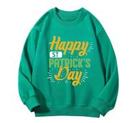 Happy St. Patrick's Day Outfit for Boy Girl Oversized Sweatshirt Shamrock Long Sleeve Shirt Funny Irish Pullover Top Hoodie for Girls (Green, 8-9 Years)