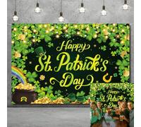 Happy St. Patrick's Day Party backdrop Irish Luck Day Green Shamrock Photo Background Saint Patrick's Day Banner Photo Booth Decorations (6x4FT)