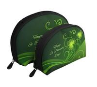 Happy St Patrick's Day Portable Shell Cosmetic Bag Set - Travel Makeup Organiser with Zipper & Inner Compartments