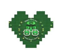Happy St. Patrick's Day Print 3D Jigsaw Art Brick Puzzle Heart-Shaped Desk Decor Building Blocks 30 pieces DIY Gift