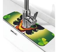 Happy St Patrick'S Day Print Kitchen Faucets Suction Pad Sink Splash Guard Faucet Mat For Bathroom