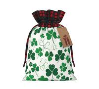 happy st patrick's day -Print Multi-Colored Burlap Drawstring Bags, Eco-Friendly Plaid Pouches For Wedding Party Favors & Custom Packaging. S