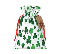 happy st patrick's day -Print Reusable Burlap Pouches Drawstring Bags, Rustic Wedding Christmas Party Favors Bulk Packaging.