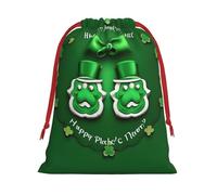 Happy St. Patrick'S Day Print Reusable Drawstring Gift Bags For Candy Bag Birthday, Wedding Or Daily