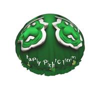 Happy St. Patrick's Day Print Shower Cap, Shower Cap for Women Reusable, Waterproof Bath Cap,Quick Drying Bath Hair Cap