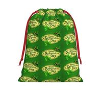 Happy St. Patrick'S Day Printing Drawstring Gift Bag With Red Ribbon Soft Stylish For Christmas Halloween Fits Card Candies