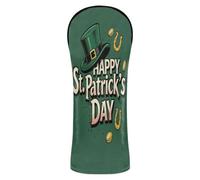 Happy St Patricks Day Shamrock Irish Golf Head Cover Set Headcovers with Number Tags for Driver Hybrid and Fairway Woods