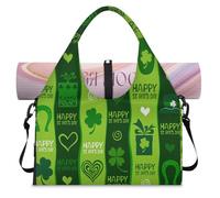 Happy St. Patrick's Day Sports Duffel Bag for Women Men Happy Clovers Weekend Overnight Bag with Shoe Compartment Shoulder Tote Luggage Bag for Yoga Gym Travel