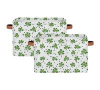 Happy St Patrick's Day Storage Bins Basket, Plant Collapsible Rectangle Storage Box ,With Handles Toy Organizer Bin ,for Shelf Closet/Home/Bedroom/Kids Room/Laundry Room ,2(pack)