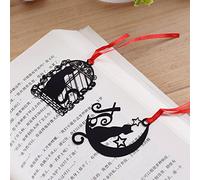 Happy Star® Cute Black Kitten Cat Metal Bookmarks Book Markers Gift Readers Animals Lovers (Cat on the Moon)