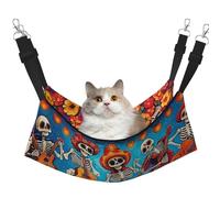 Happy Sugar Skull Music Party Printed Pet Hammock - Sleeping Hammock For Cats, Rabbits, Ferrets, Puppies, Small Animals