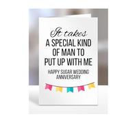 Happy Sugar Wedding Anniversary Card, Birthday Gifts for Husband, Boyfriend, Partner, Spouse, Funny, Valentines Gifts for Him, Presents for Men, A5-191_120