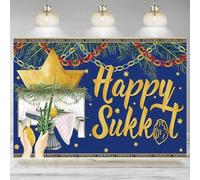Happy Sukkot Photo Backdrop Banner Jewish Sukkot Sukkah Decorations Home Photographic Background 210X150cm