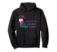 Happy Summer Days Tall Umbrella Drink Waves Beach Summer Pullover Hoodie