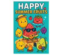 Happy Summer Fruits - Sommerfrüchte Malbuch: 50 fröhliche Illustrationen süßer Früchte in lustigen Szenen: Für Kinder und Erwachsene zum Ausmalen und Schmunzeln