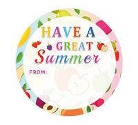 Happy Summer Gift Labels 2 Inch-Have A Great Summer Holiday Name Tags Stickers Circle Present Labels for Gift Envelope Card Summer Party Favors