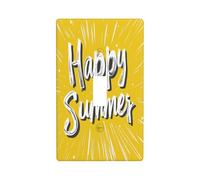 Happy Summer On Yellow Minimalistic Light Switch Cover Decorative Single Toggle 1 Gang Wall Plate for Kitchen Farmhouse Bedroom Bathroom Art Decor