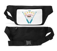Happy Summer Paddle and Boat Graphic Unisex Waist Bag Black