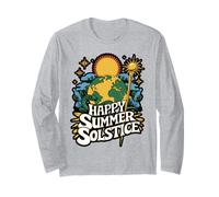 Happy Summer Solstice Sunflower Design Long Sleeve T-Shirt
