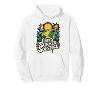 Happy Summer Solstice Sunflower Design Pullover Hoodie